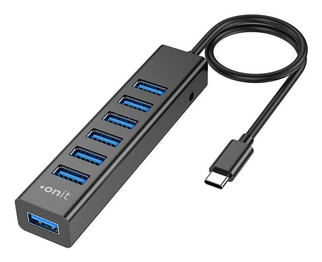 ONIT F01257 USB-Hub – USB-C, 7× USB-A, 15 W PD, für Windows/Mac/ChromeOS