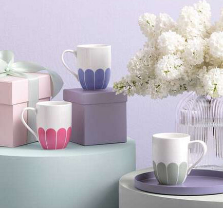 Villeroy & Boch Fleur bleu Kaffeebecher – 0,29 l, Porzellan, Blau, Henkel, 6 Stück