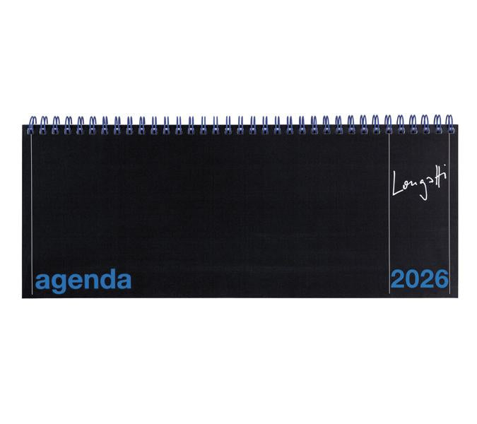 Biella Agenda – 1 Woche/2 Seiten, Spiralbindung, 29,8 × 11,7 cm, 2026, mehrsprachig, schwarz, FSC