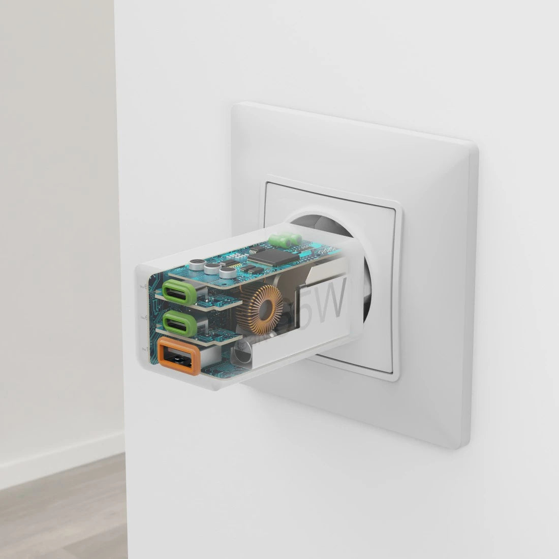 Hama 00201996 USB-Desktop-Ladegerät 65 W – USB-C×2, USB-A×1 – PD, QC 2.0/3.0 – Weiss