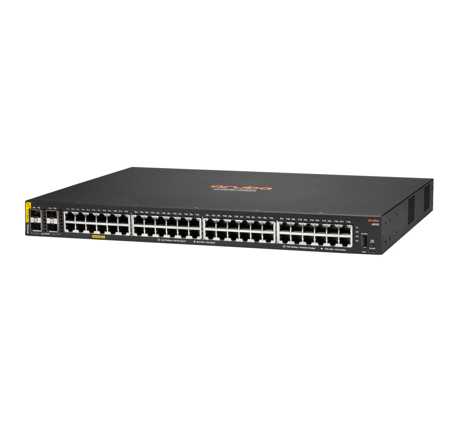 HPE Aruba CX 6000 48G – Managed Switch – 48×GbE, 4×SFP+, L3, PoE 740 W, 1U