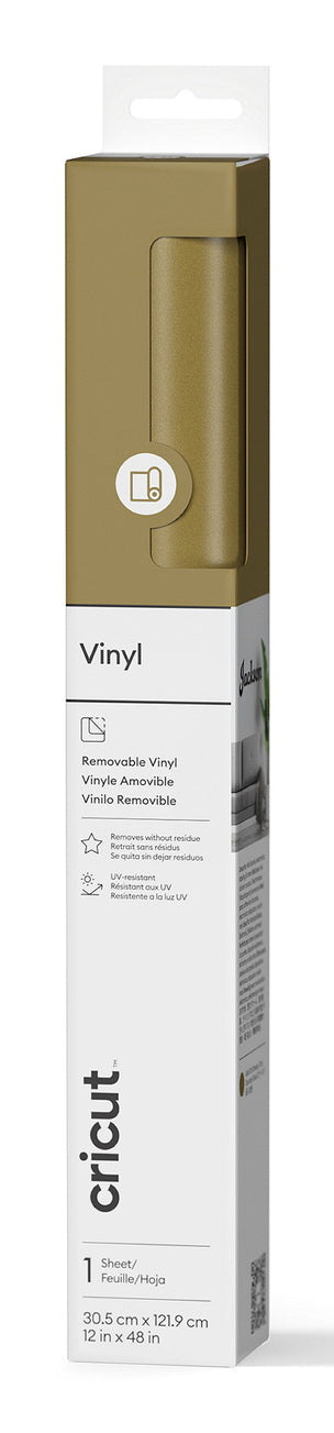 Cricut Vinylfolie (selbstklebend), Gold, 30,5 × 122 cm, 1 Rolle, für Schneideplotter