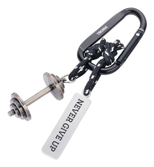 Troika Schlüsselanhänger Hantel – Metall, Schwarz/Silber