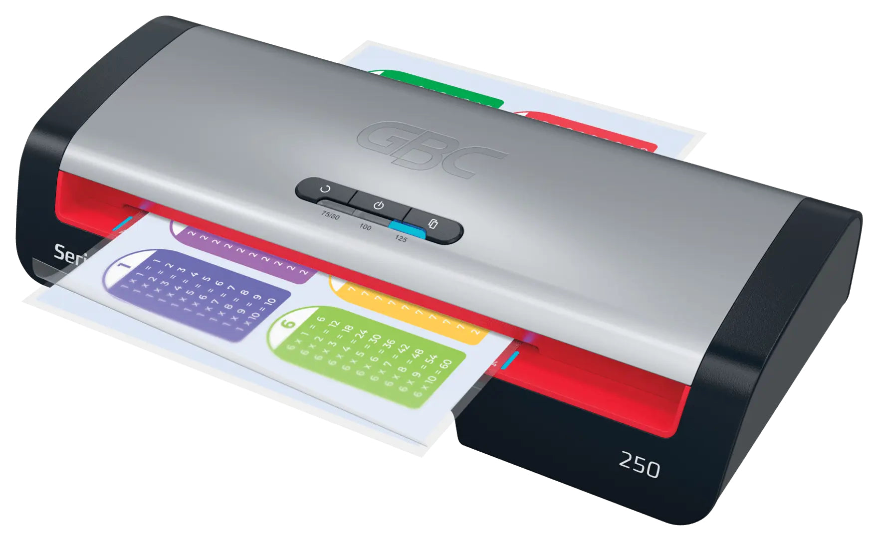 GBC Laminiersystem 250 Laminiergerät A4 – 2-Rollen, 75–125 µm, Aufheizzeit 1 Min., 500 mm/min, Silber