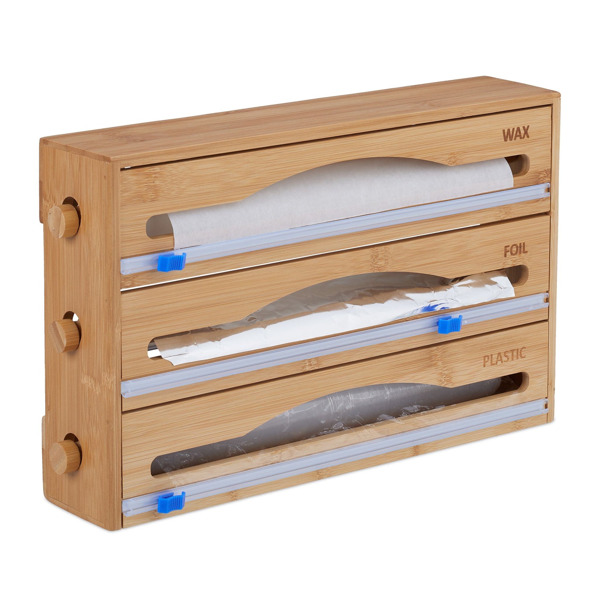 Relaxdays Küchenrollenhalter Bambus/Kunststoff, 39 × 9 × 23,5 cm, für die Wand, Holz