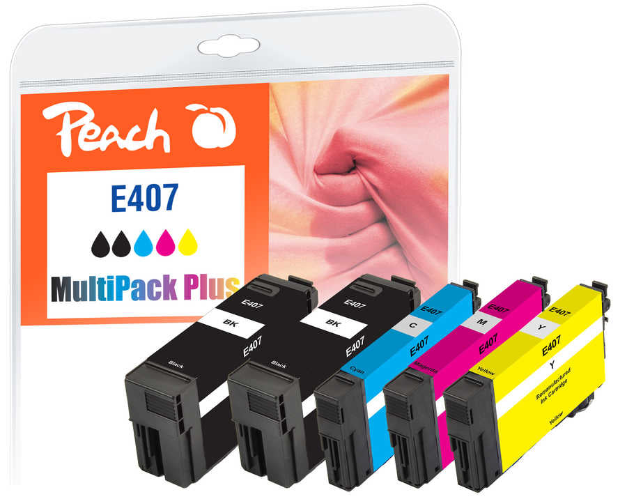 Peach Tintenpatronen-Multipack 407, 2×43 ml + 3×23 ml, kompatibel – für Epson WorkForce Pro WF-4745 DTWF