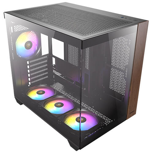 Antec CX800 – PC-Gehäuse – Midi Tower, ATX, Schwarz/Holz, Seitenfenster, 3×120 mm Lüfter, 2×3,5"+2×2,5"