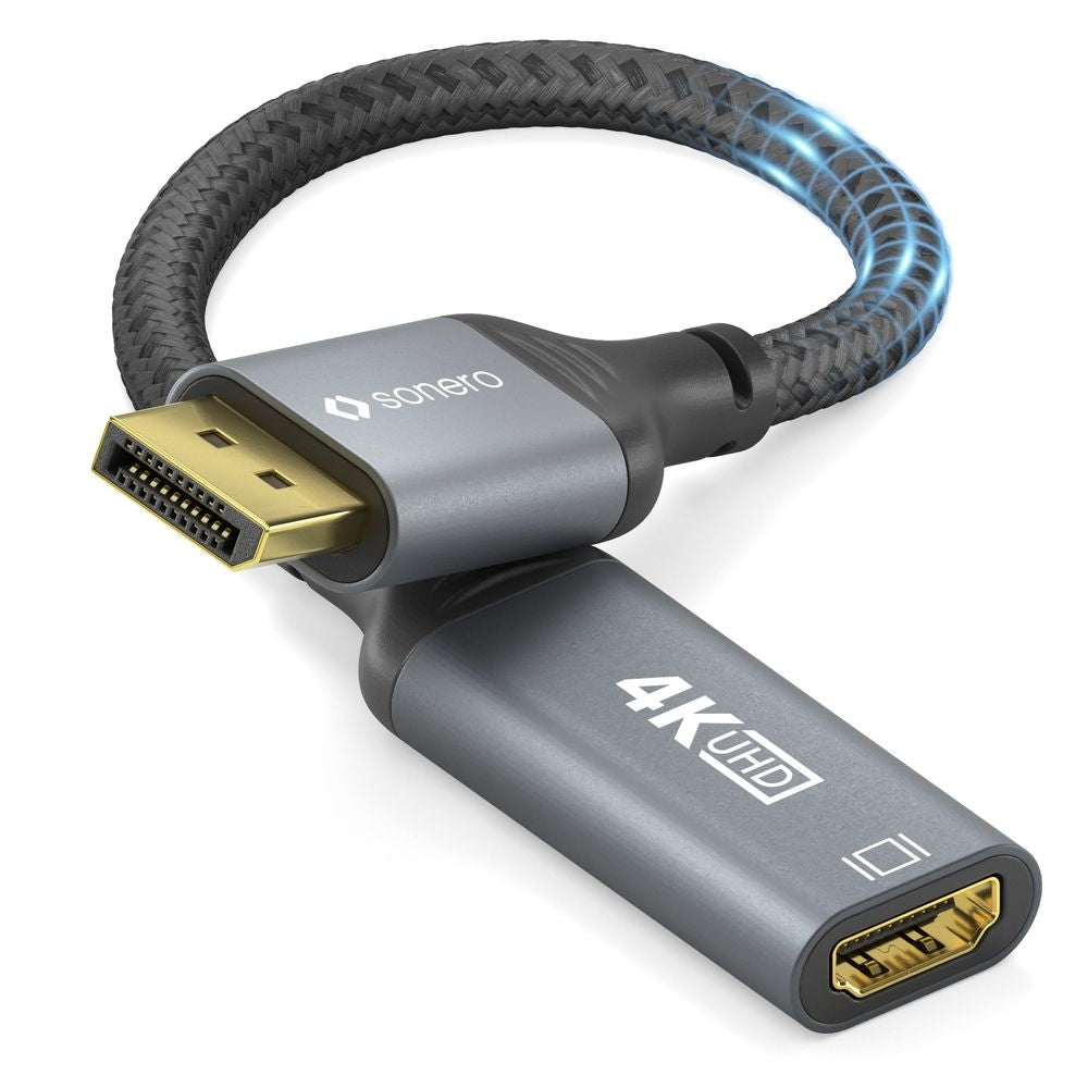 Sonero – DisplayPort (Stecker) auf HDMI (Buchse) Adapter, DP 1.2, HDMI 2.0, 4K@60 Hz, 20 cm, HDR