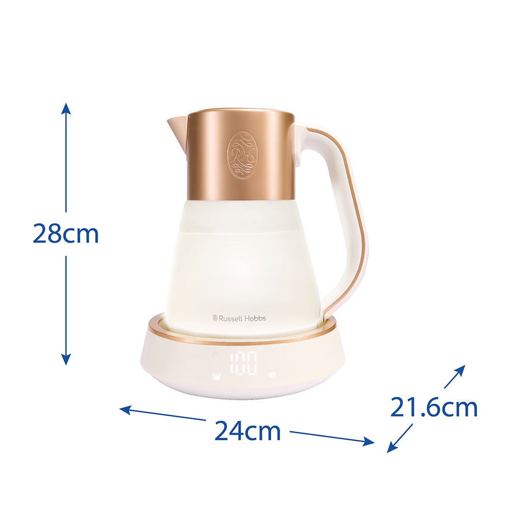 Russell Hobbs Wasserkocher – 1,7 l, mit Temperaturwahl, Warmhaltefunktion, Glas, Weiss, 27450-70