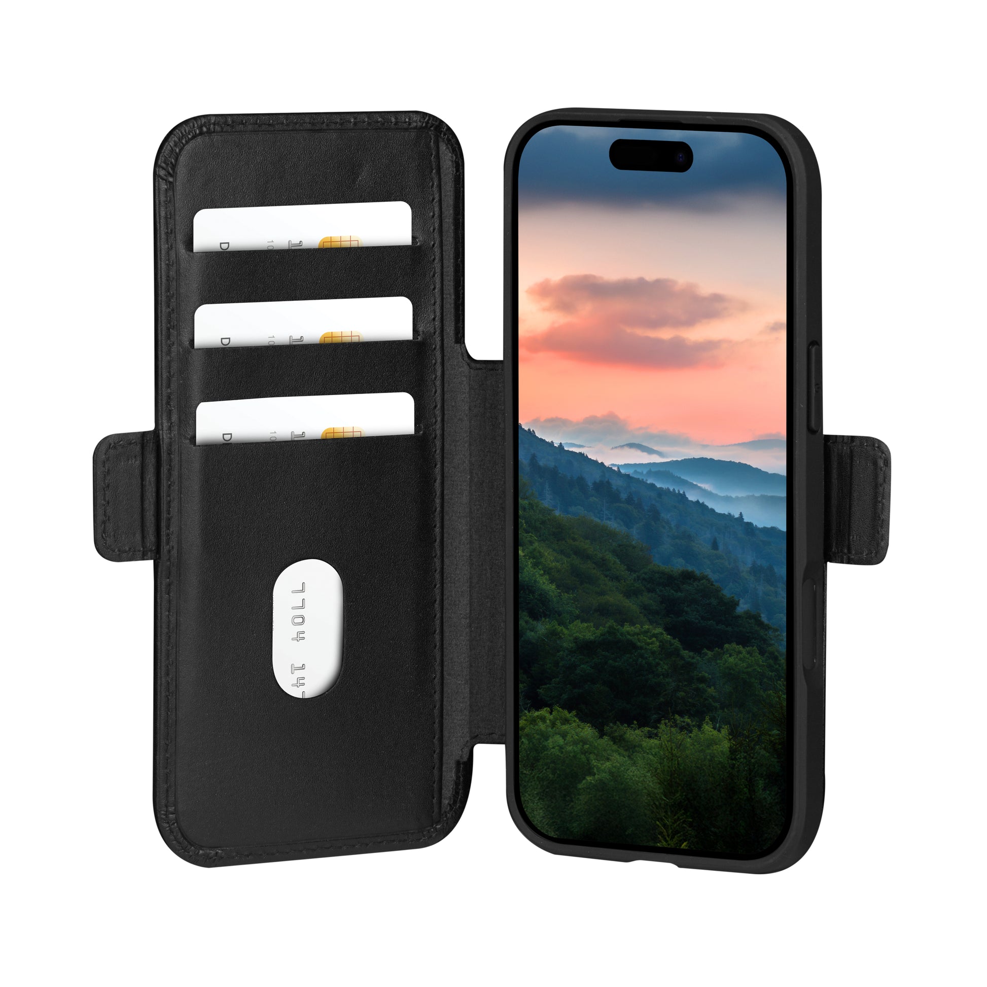 dbramante1928 Copenhagen Wallethülle – für Apple iPhone 17 Air, mit Ständer, 3 Kartenfächer, Leder, Schwarz