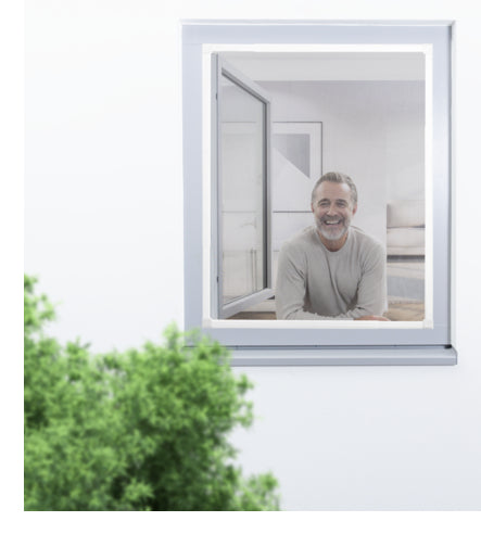 Windhager IS Fenster-Fliegengitter – 80 × 90 cm – Weiss – Aluminium-Rahmen – Teleskop – für Fenster