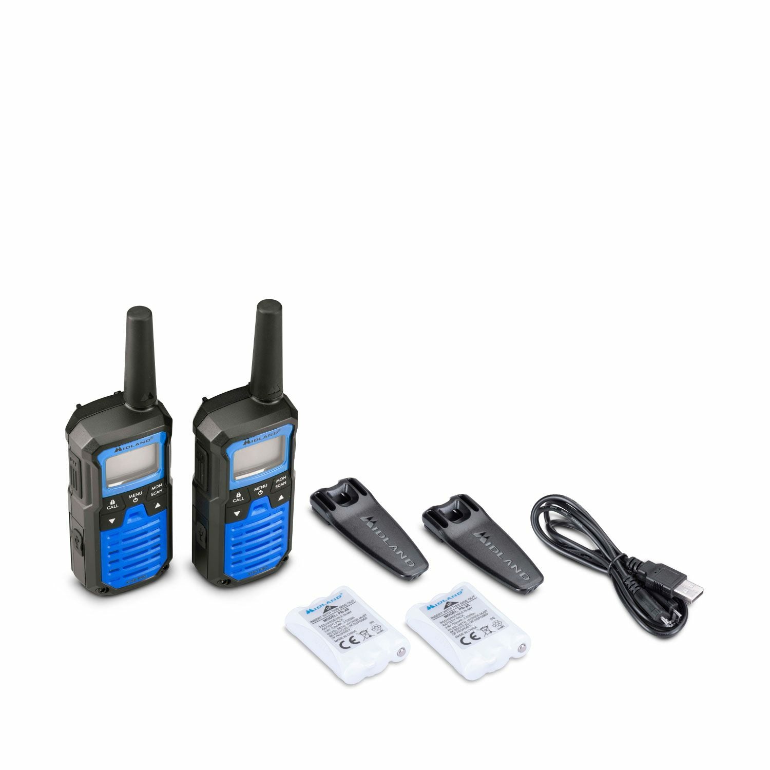 Midland XT50 Pro – Funkzubehör, Funkgerät, 2er Set, Schwarz, Blau