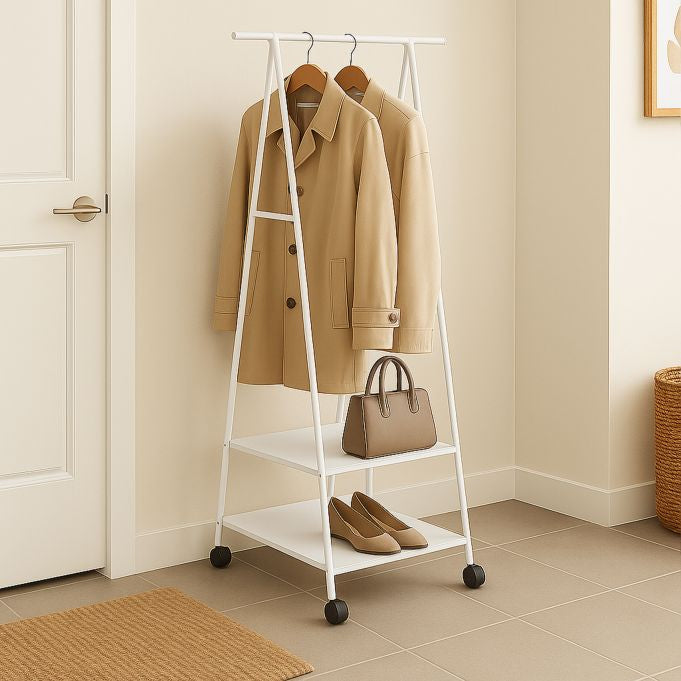 Relaxdays Garderobenständer – Stahl – Weiss – 1'600 mm