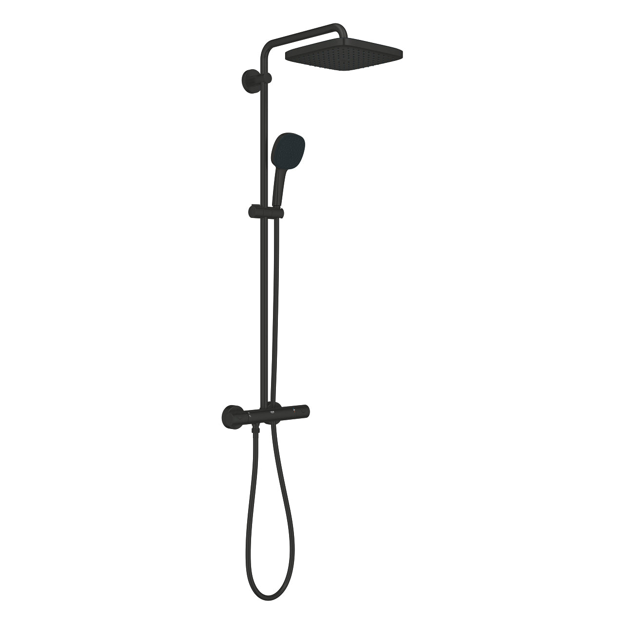 GROHE Duschsystem Vitalio Comfort 250 – 29,8×41,2×112 cm, Kunststoff, Aufputz-Thermostat, Schwarz