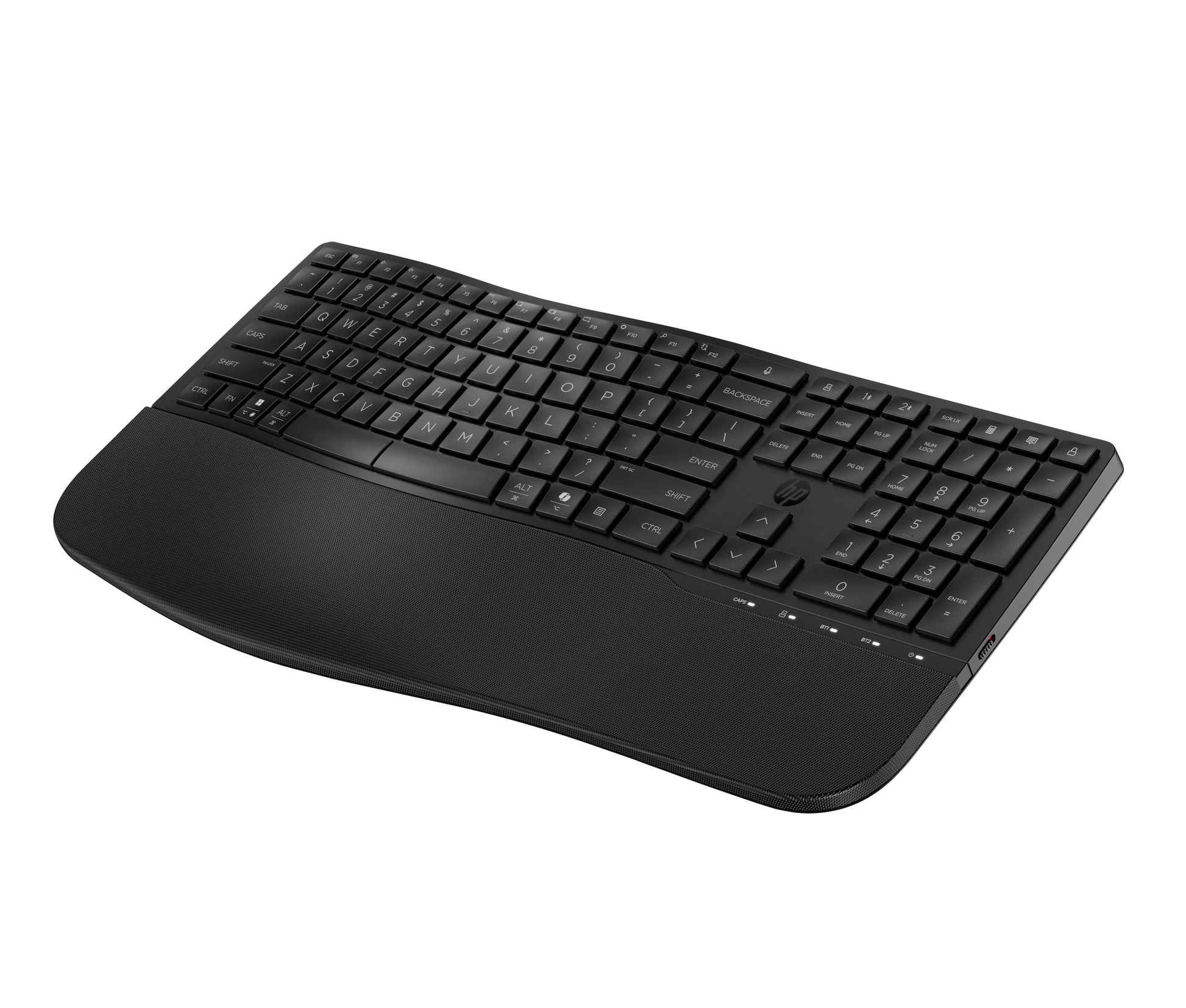 HP 685 Comfort – Tastatur – Bluetooth & 2,4 GHz (USB-A Empfänger) – QWERTZ (CH) – mit Handballenauflage – Schwarz