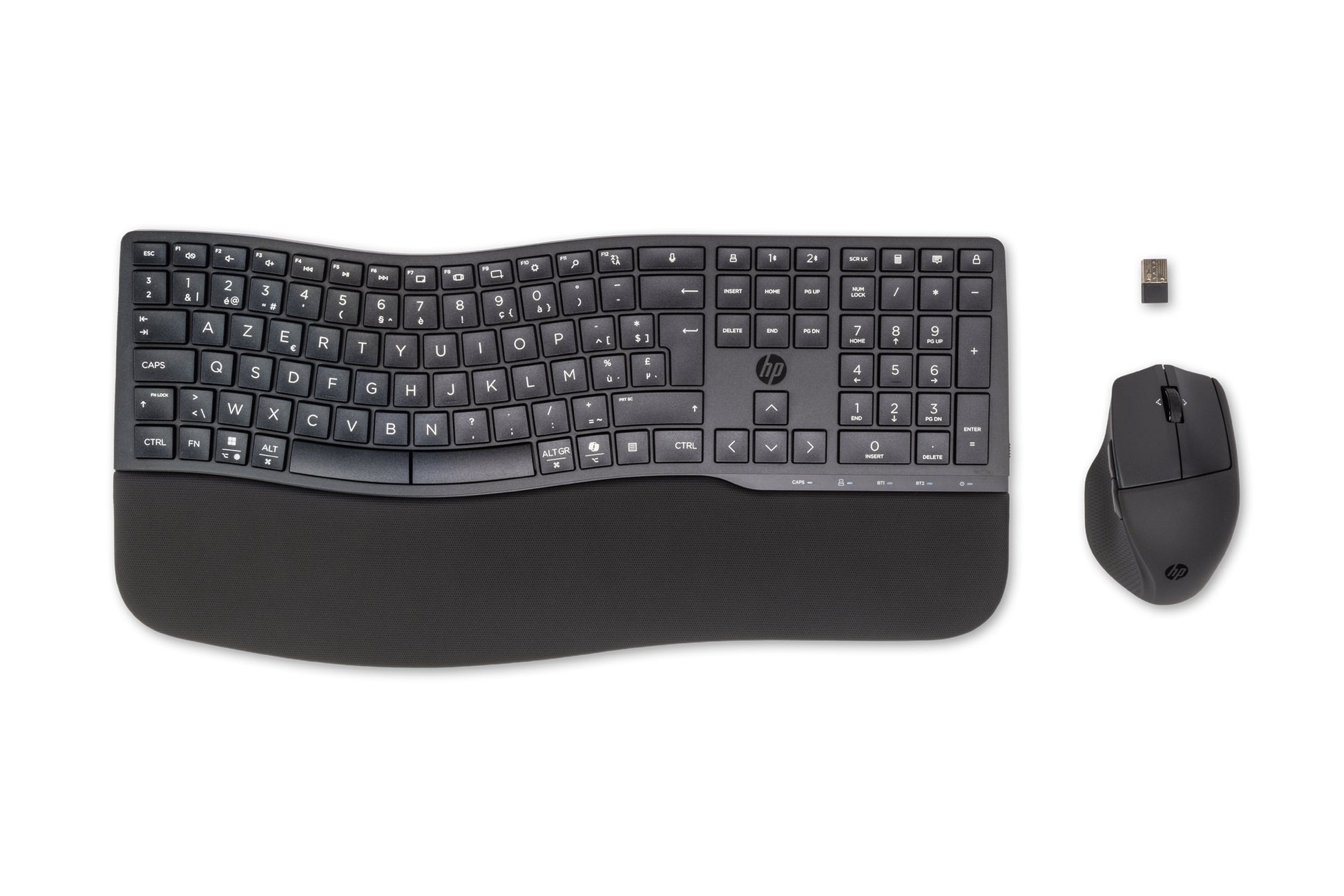 HP 680 Comfort – Tastatur-Set mit Maus, AZERTY (BE), 2,4 GHz + Bluetooth, Schwarz