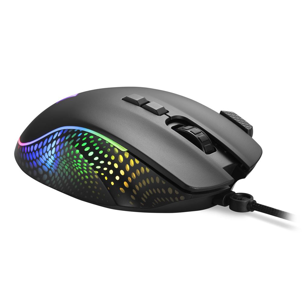 R-Go Tools Sharkoon SHARK Force 3 – Gaming-Maus – Kabelgebunden (USB‑A), 12800 DPI, RGB-Beleuchtung, rechts