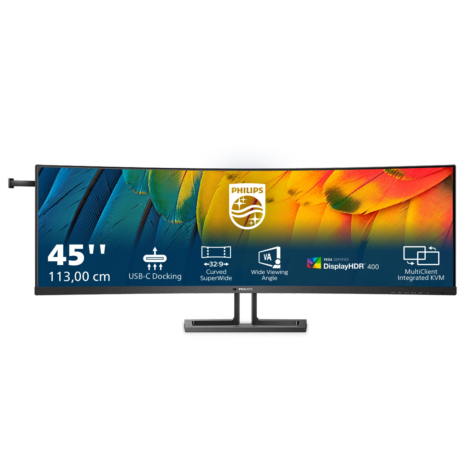 Philips 45B1U6900C/00 – Monitor, 44,5", 5120 × 1440, VA, 75 Hz, 450 cd/m², USB-C, KVM, VESA 100 × 100, Schwarz