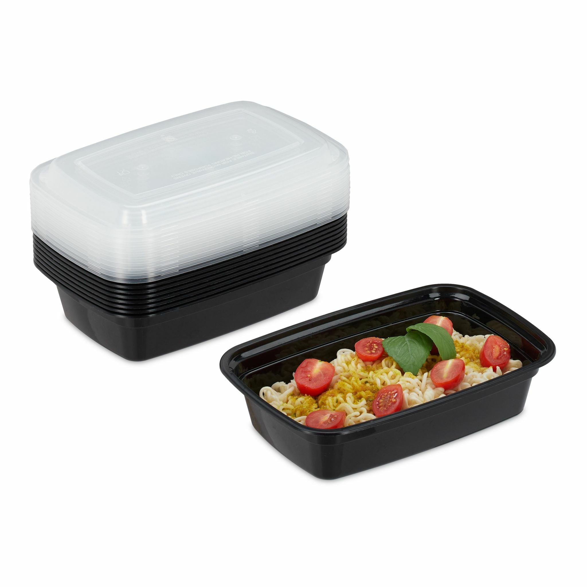 Relaxdays Take-away-Box, PP – 1'000 ml – 22 × 15 cm, schwarz – 1 Stk.