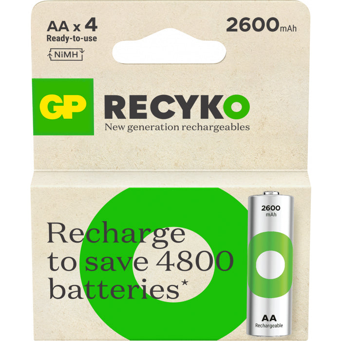 GP Batteries AA Akkus, NiMH, 2600 mAh, 1,2 V – 4 Stk.