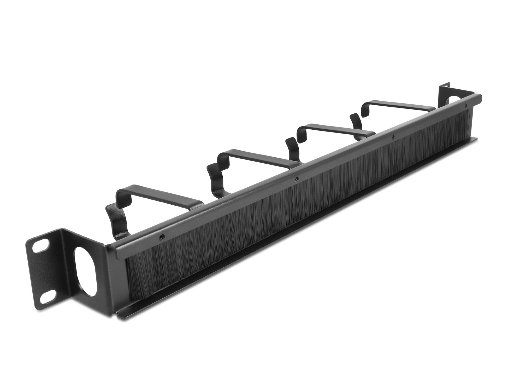 DeLOCK 19" 1U Rangierpanel, 4 Bügel, 482,6×96,2×44 mm, Metall/Nylon – Schwarz