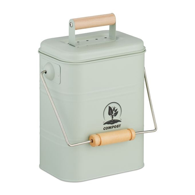 Relaxdays Komposteimer – 3,5 l – Holz, rechteckig – Grün