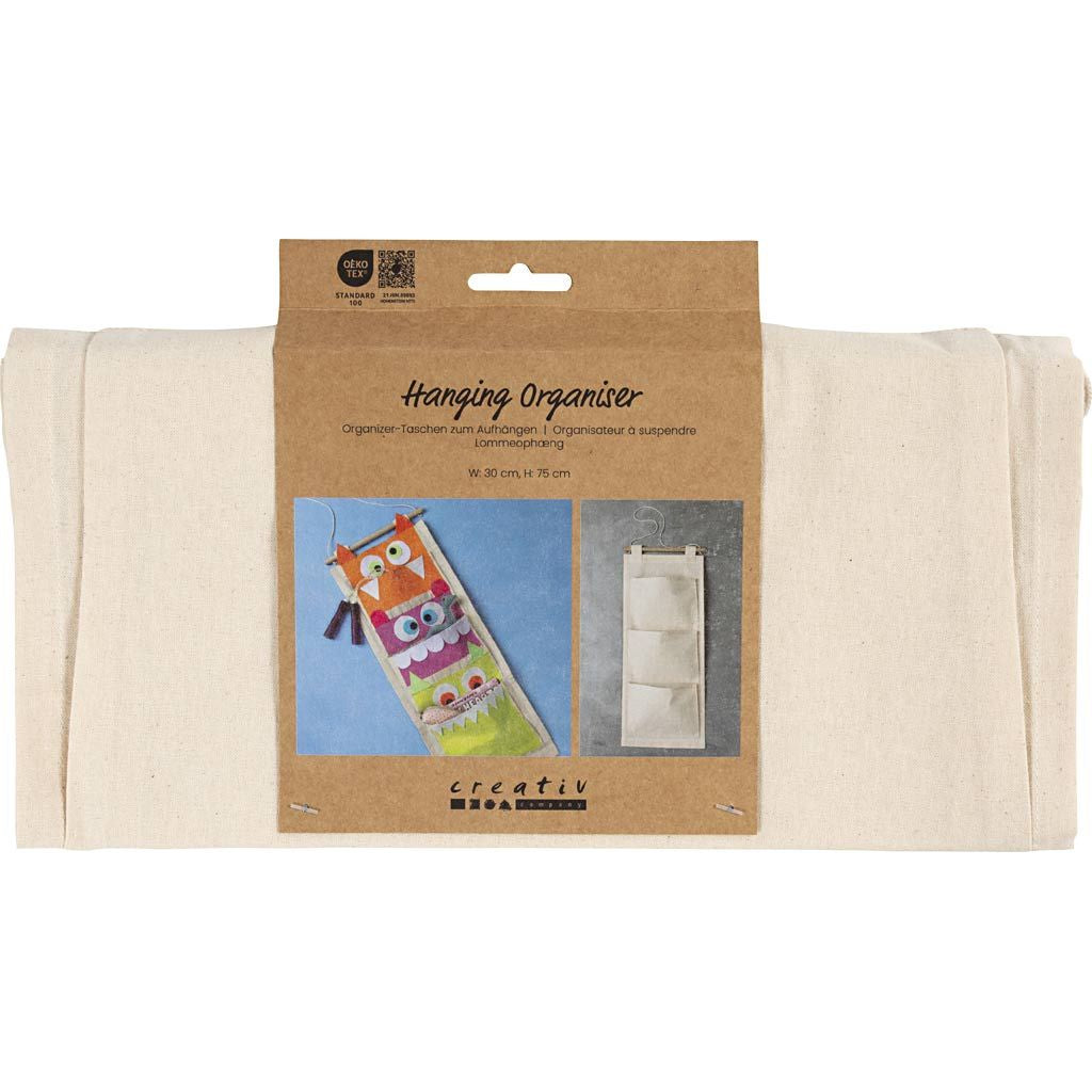 Creativ Company Ablageschale – Baumwolle – Beige – 300 × 750 mm (3 Fächer, mit Seil)
