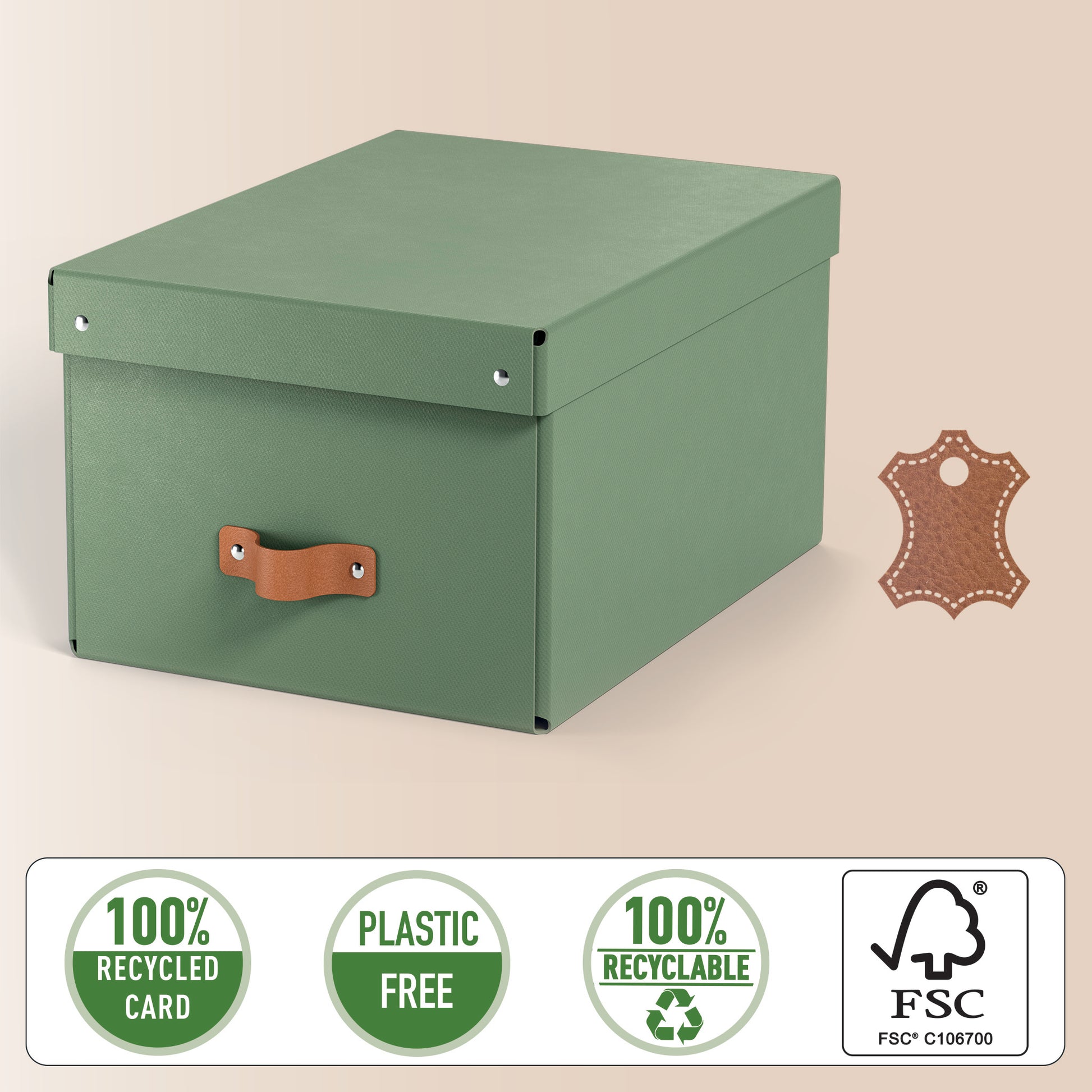 Leitz Aufbewahrungsbox 17 l – mit Klappdeckel, mit Tragegriff, 265 × 200 × 355 mm, Hellgrün, Karton, 2er Pack