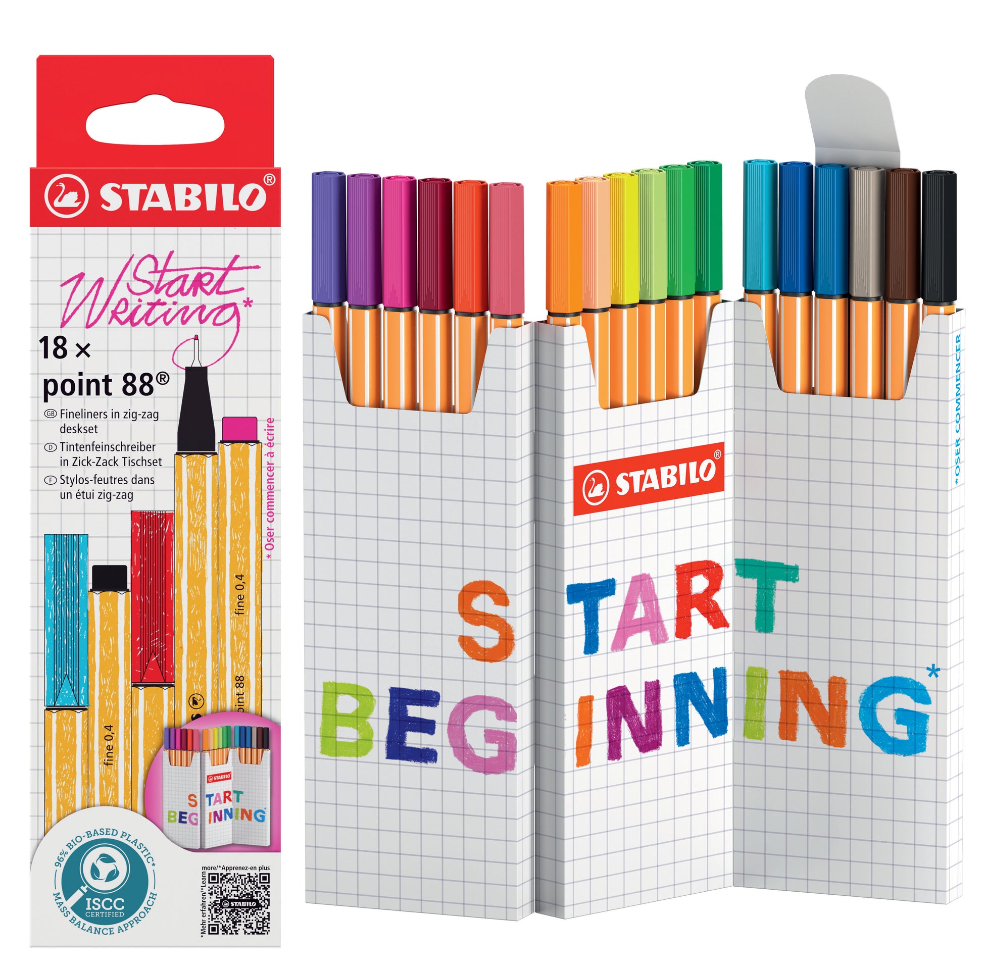 STABILO Fineliner – 18er-Set 0,4 mm – 18 Farben, sortiert