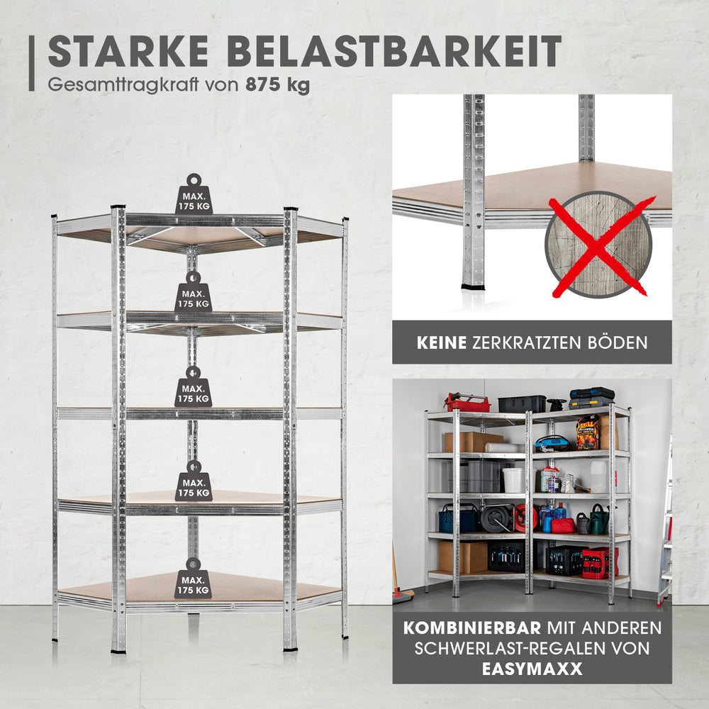 EASYmaxx Büro-/Lagerregal freistehend, Schwerlastregal – 5 Böden – 90,0 × 40,0 × 180,0 cm – 175 kg/Boden