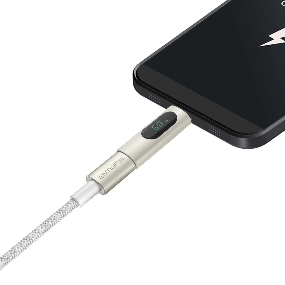 4smarts USB-C auf USB-C Kabel – USB 2.0 (480 Mbit/s) – 1/1,5/3 m – PD 60 W – Nylon – Weiss – 3er-Set