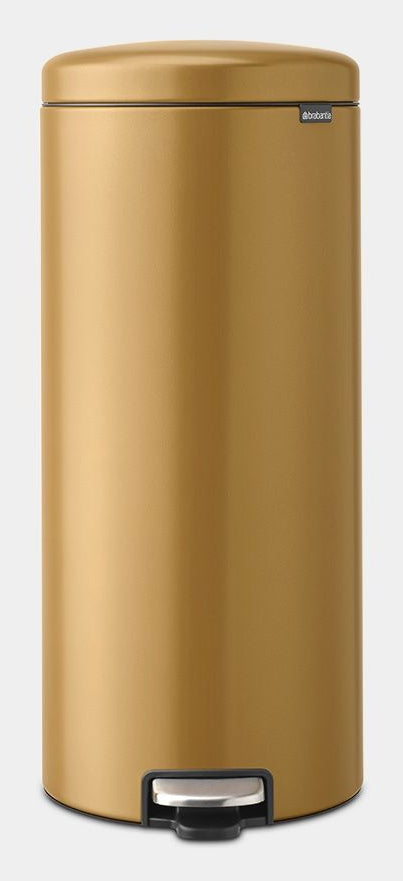Brabantia NewIcon Treteimer – 30 l – Edelstahl, rund – Gold – Soft-Close, Anti-Rutsch-Basis