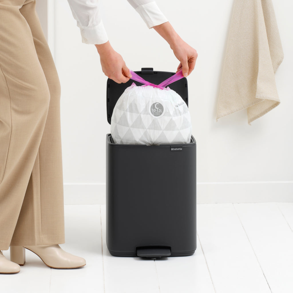 Brabantia Papierkorb Bo – 12 l – Stahl, Anthrazit – B × H 292 × 369 mm