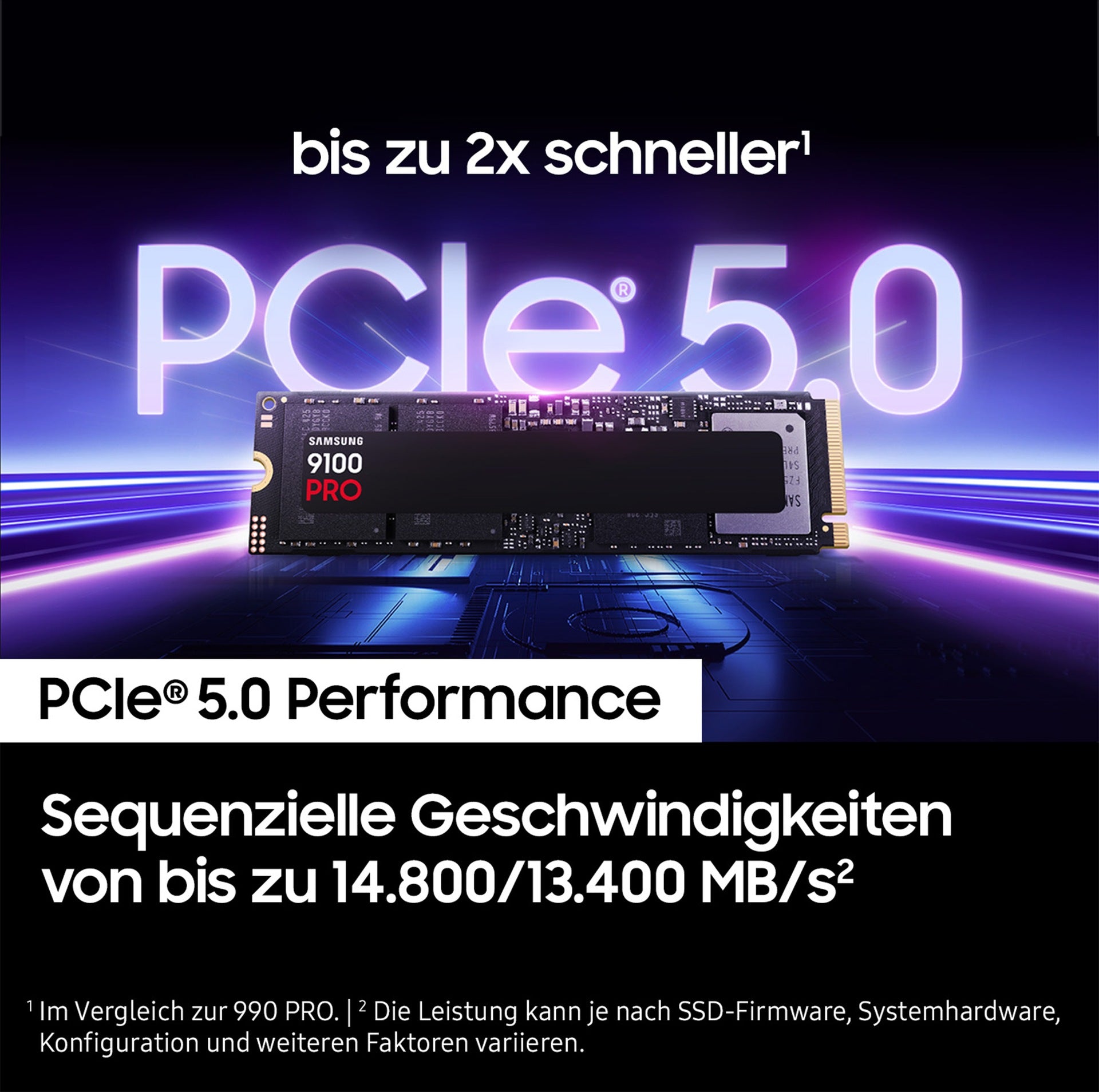 Samsung 9100 PRO – 1 TB M.2 2280 NVMe PCIe 5.0 x4 – 14'700/13'300 MB/s