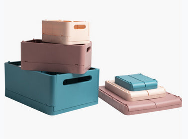 Exacompta Skandi Aufbewahrungsbox A4+ – klappbar, stapelbar, 375 × 40 × 275 mm, hellrosa, Kunststoff