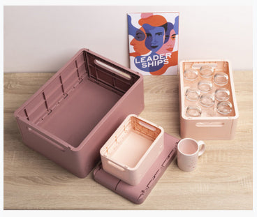 Exacompta Skandi Aufbewahrungsbox A4+ – klappbar, stapelbar, 375 × 40 × 275 mm, altrosa, Kunststoff (recycelt)
