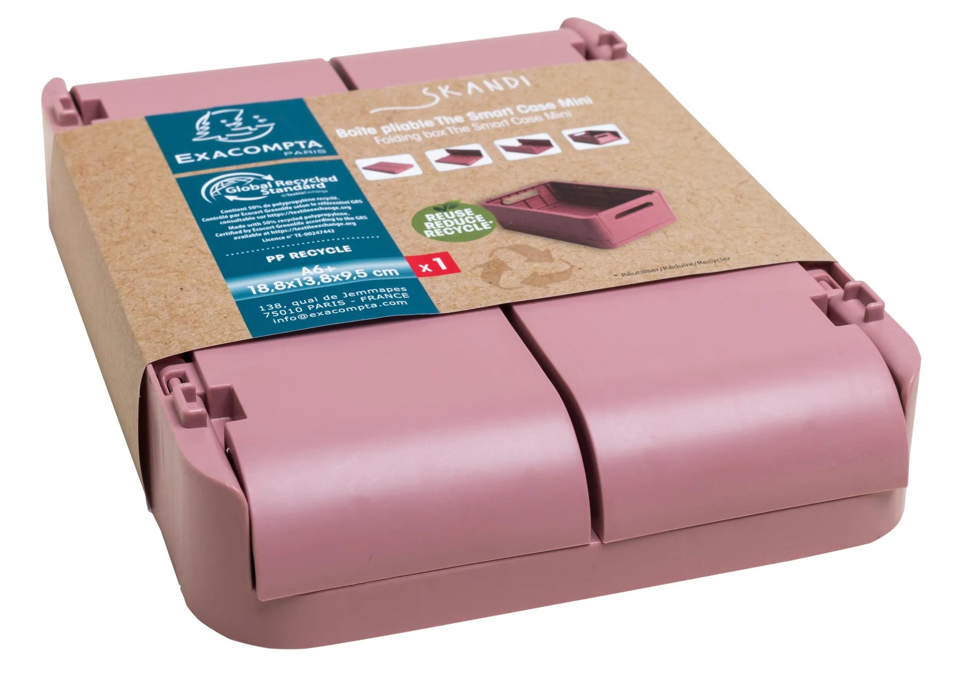 Exacompta Skandi Aufbewahrungsbox – für A6+, klappbar, altrosa, Polypropylen (PP), B 188 × H 95 × T 138 mm