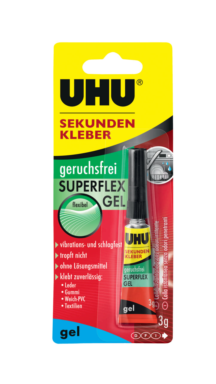 UHU Superflex Gel - Sekundenkleber 3 ml, wasserfest