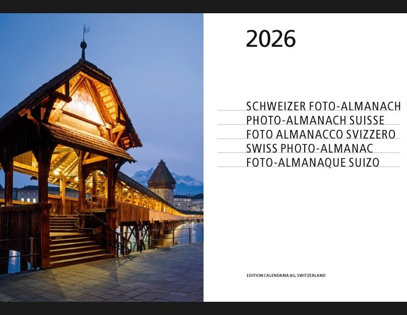 Calendaria Schweizer Foto-Almanach Agenda – 1 Woche pro Seite, Spiralbindung, A5, 2026, mehrsprachig, mehrfarbig