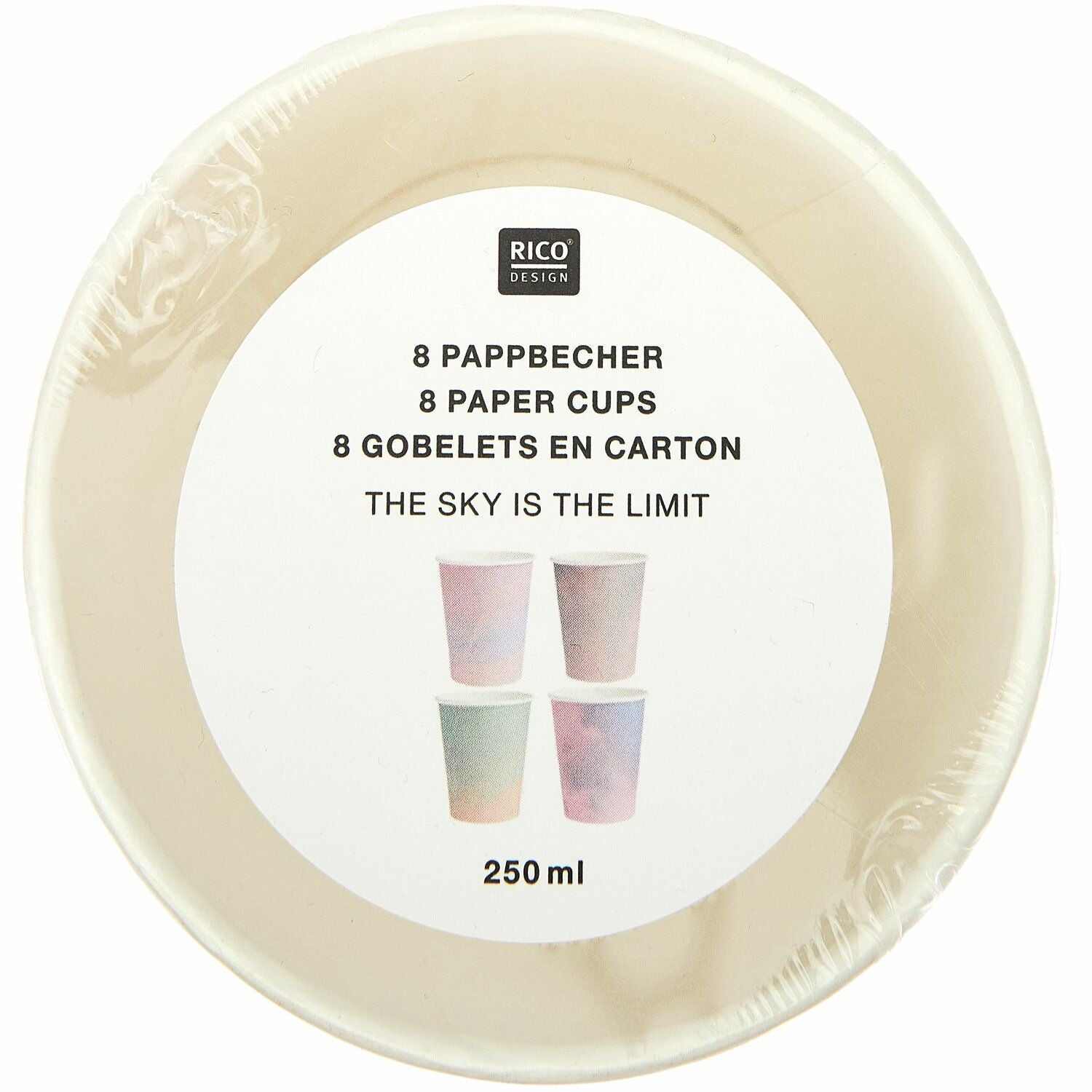 Rico Design Trinkbecher 'The Sky is the Limit', Papier – 2,5 dl, mehrfarbig – 8 Stk.