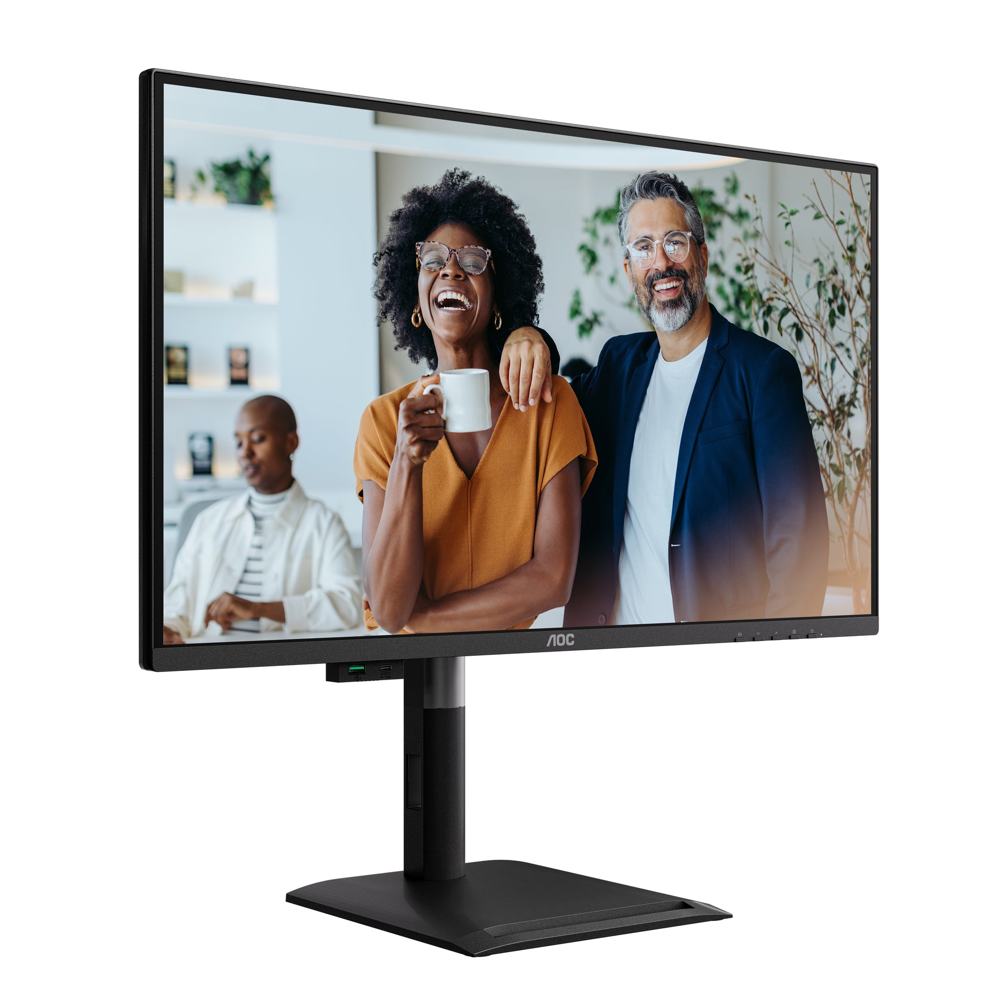 AOC Q27P4CV – Monitor, 27", 2560 × 1440 (WQHD), IPS, 120 Hz, USB-C, KVM, Lautsprecher, VESA 100 × 100, Schwarz