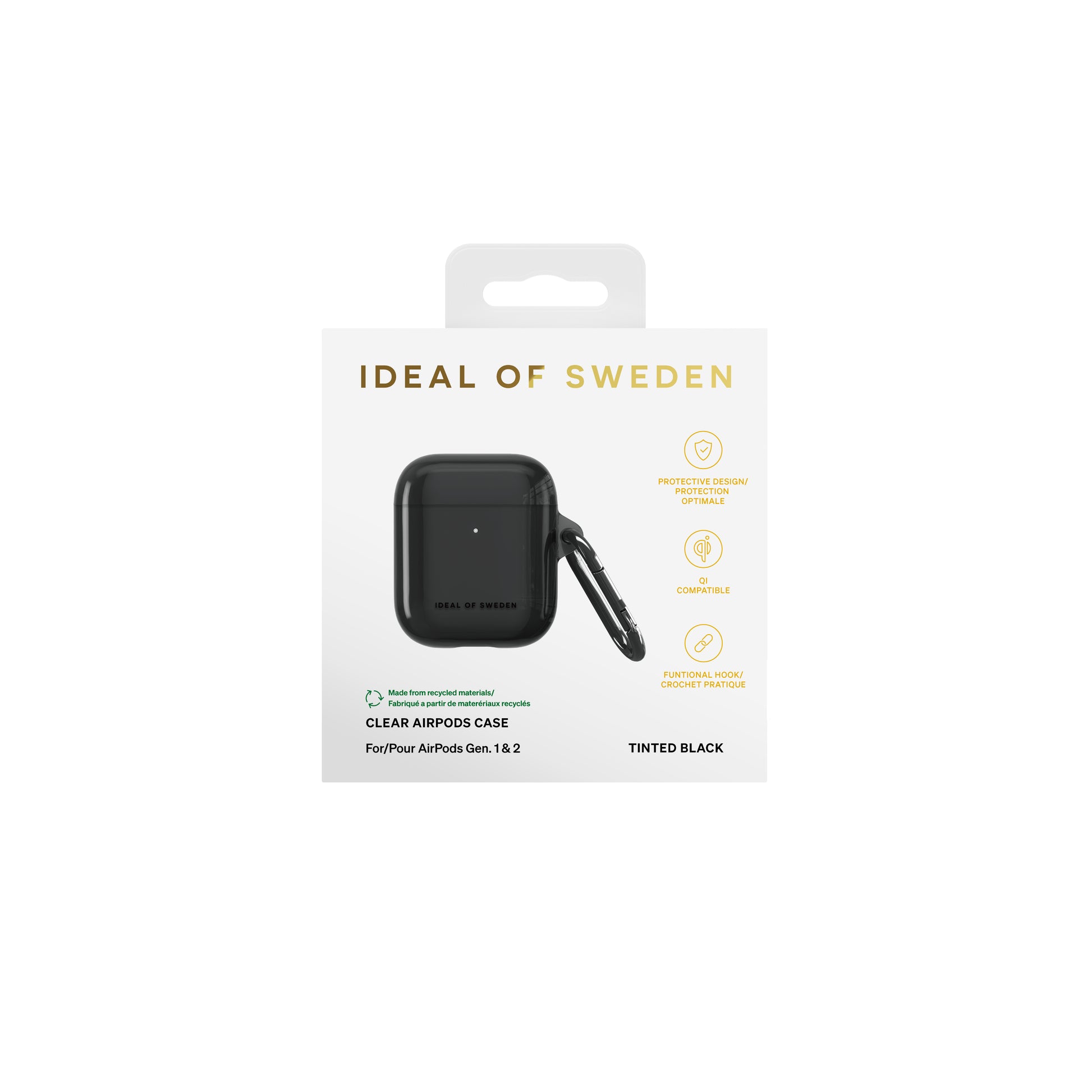 iDeal of Sweden IDCLAPC-470 – Schutzhülle – für AirPods (1. & 2. Gen.) – TPU – Schwarz – kabelloses Laden