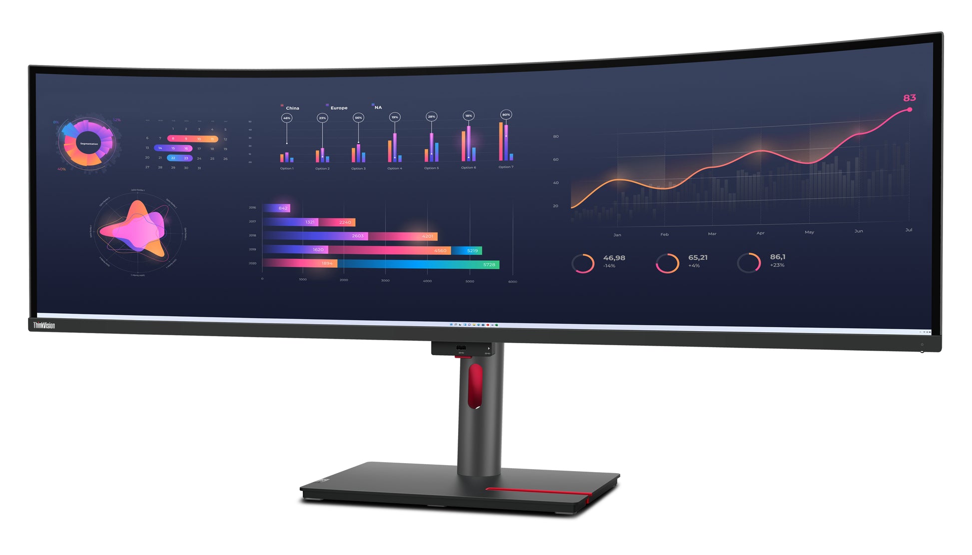 Lenovo ThinkVision P49w-30 – Monitor, 49", IPS, 60 Hz, 350 cd/m², VESA 100 × 100, 100 × 200, Schwarz