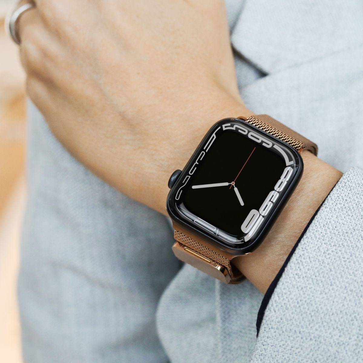 Vonmählen Milanese Loop Case 1 – Armband – für Apple Watch 38 mm, 40 mm, 41 mm, Roségold, Edelstahl