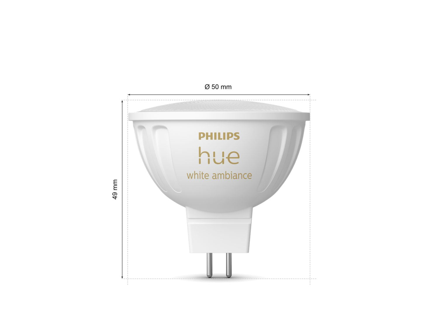 Philips Hue Smart-Leuchtmittel GU5.3 MR16 – 2000–6500 K, 400 lm, 5,1 W, Zigbee – für Philips Hue – 2 Stk.