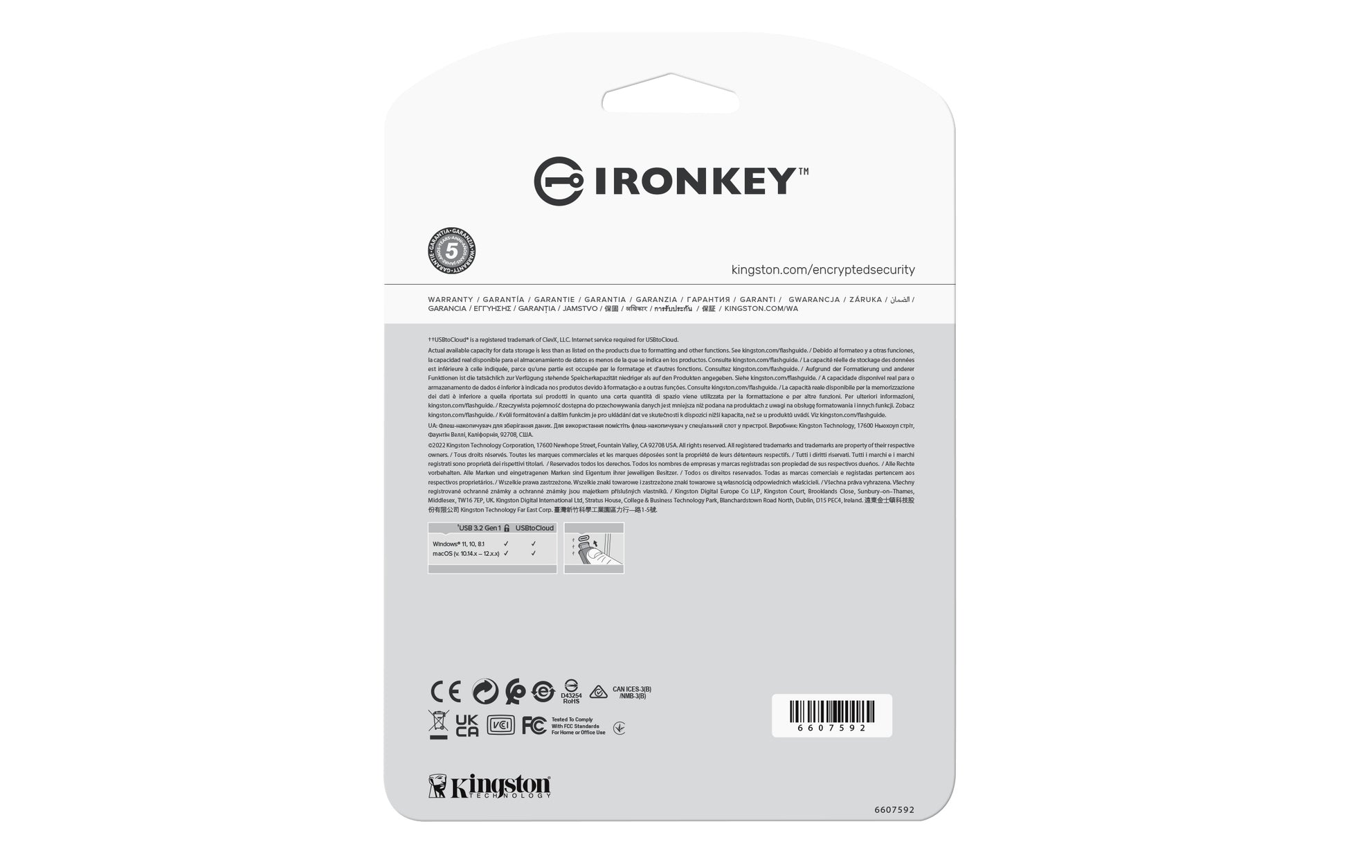 Kingston Technology Kingston IronKey Locker+50 USB-Stick – 256 GB, USB 3.2, 256-Bit AES-Verschlüsselung