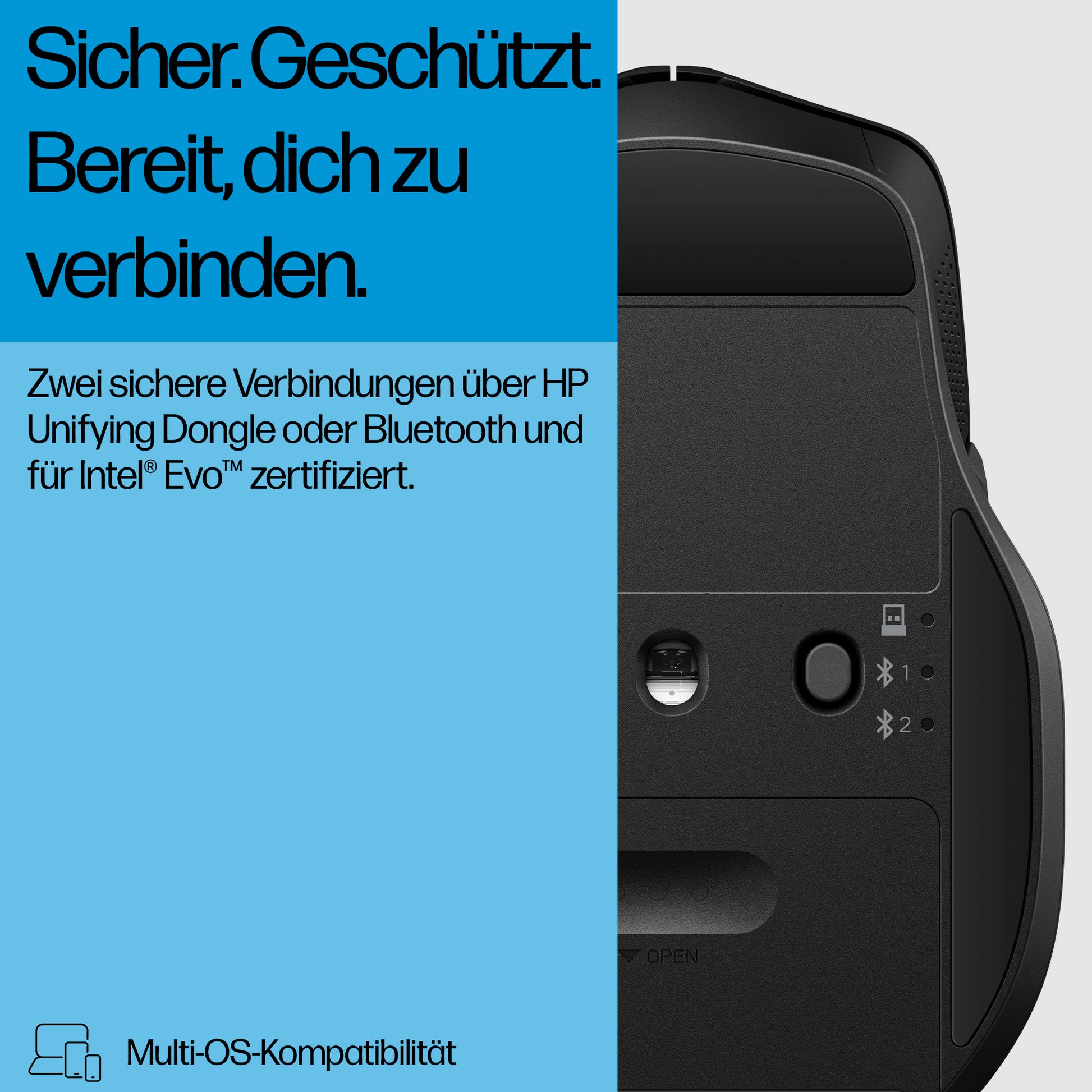 HP 685 Comfort Dual-Mode Maus – kabellos, für Rechtshänder, programmierbare Tasten, Silent-Tasten, schwarz