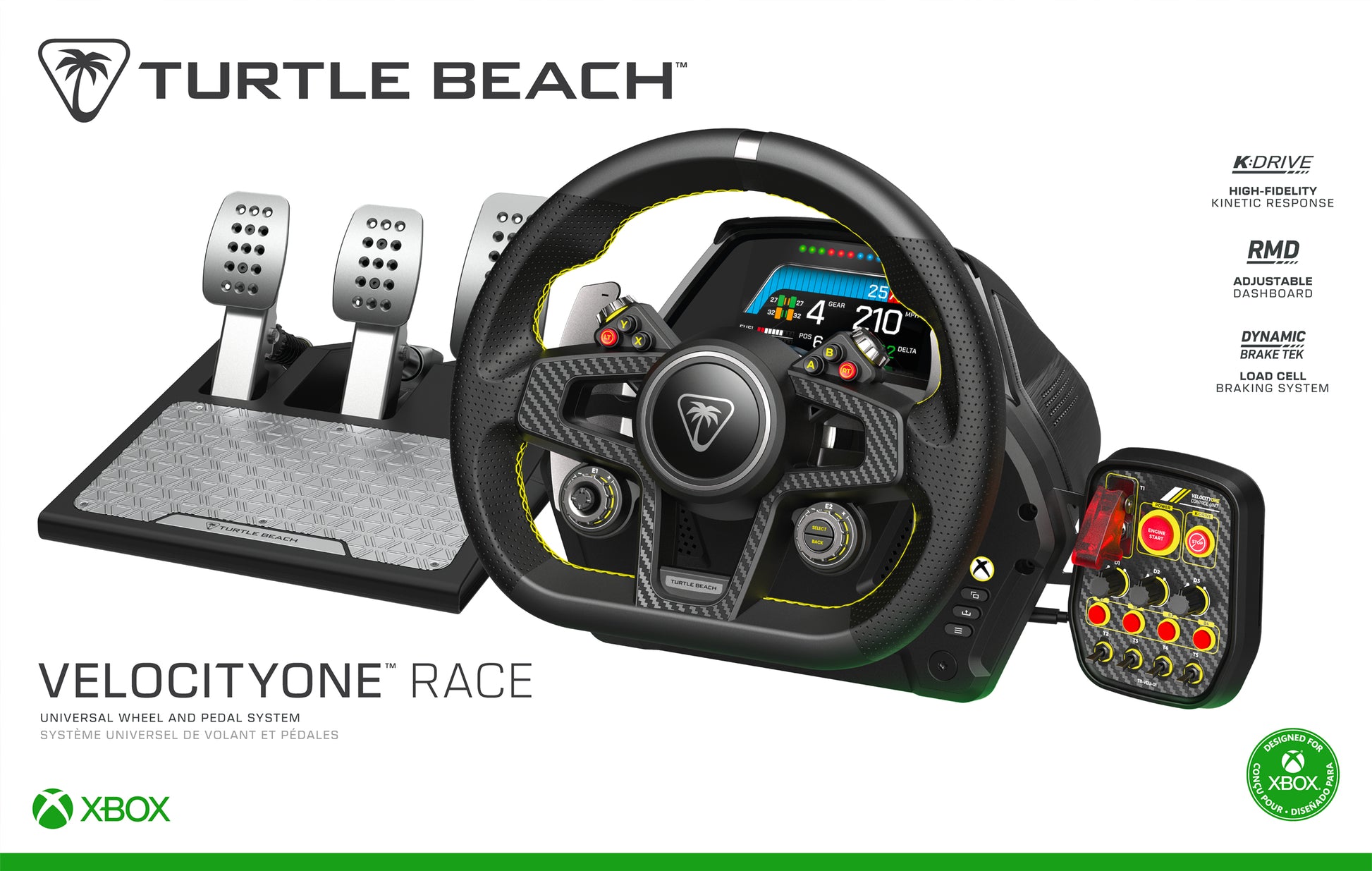 Turtle Beach VelocityOne Race – Lenkrad + Pedale – USB (kabelgebunden), Kraftrückkopplung, für Xbox & PC
