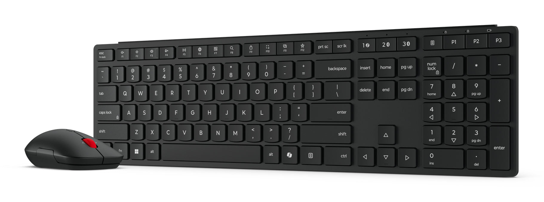 Lenovo Pro Combo – Tastatur- und Maus-Set – Bluetooth & 2,4 GHz USB-A (Empfänger) – QWERTY (US-INT) – Schwarz