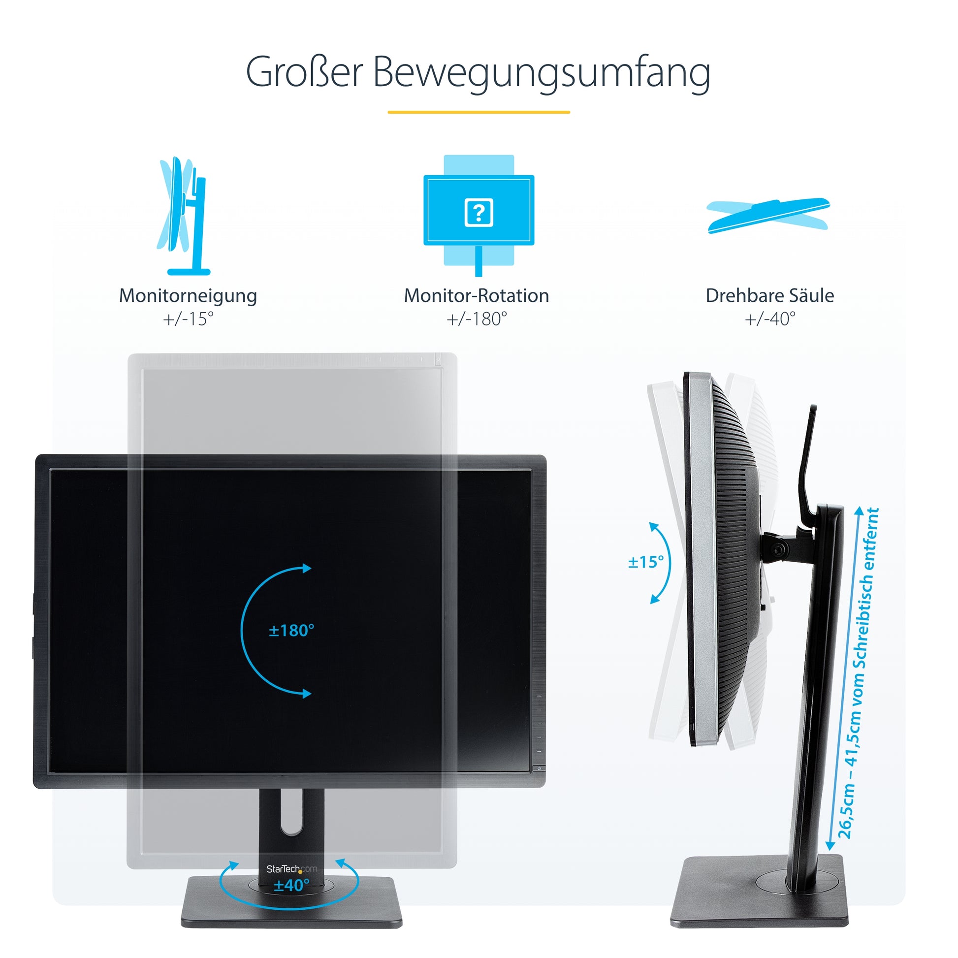StarTech.com Monitorhalterung, 1 Monitor, Standfuss